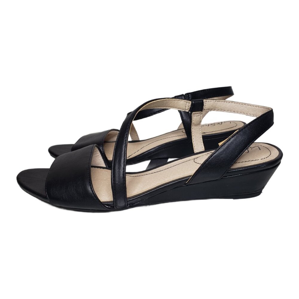 Life Stride Black Strappy Wedge Sandals